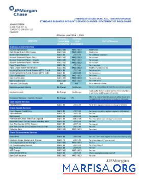 Printable Canada JP Morgan Chase bank statement word download for verification